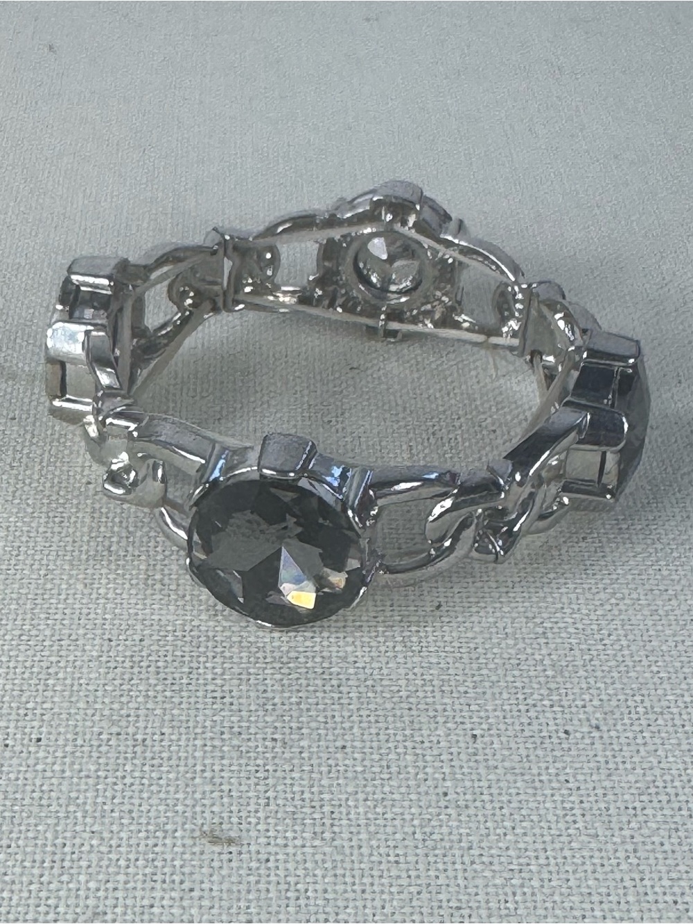 Silver Plated and Black Stretch Bracelet